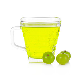 Indian gooseberry juice on white background