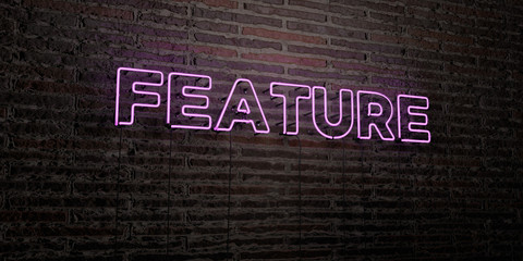 FEATURE -Realistic Neon Sign on Brick Wall background - 3D rendered royalty free stock image. Can be used for online banner ads and direct mailers..