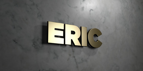 Eric - Gold sign mounted on glossy marble wall  - 3D rendered royalty free stock illustration. This image can be used for an online website banner ad or a print postcard.