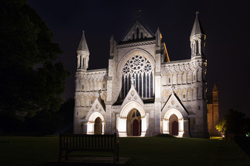 Fototapeta na wymiar St Albans abbey church illumination England UK