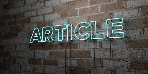 ARTICLE - Glowing Neon Sign on stonework wall - 3D rendered royalty free stock illustration.  Can be used for online banner ads and direct mailers..