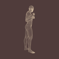 Boxer. Fighting Man. 3D Model of Man. Sport Symbol.