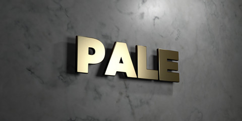 Pale - Gold sign mounted on glossy marble wall  - 3D rendered royalty free stock illustration. This image can be used for an online website banner ad or a print postcard.