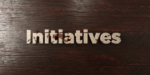 Initiatives - grungy wooden headline on Maple  - 3D rendered royalty free stock image. This image can be used for an online website banner ad or a print postcard.