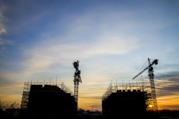 Construction site in the evening