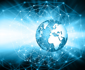 Best Internet Concept of global business.Technological background. Rays  symbols Wi-Fi,  of the Internet, television, mobile and satellite communications