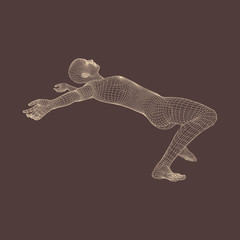 3d Man Slipping and Falling. Silhouette of a Man Fallen Down.