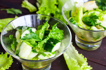 green salad with cucumbers