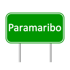 Paramaribo road sign isolated on white background.