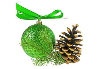 Christmas decorations on a white background