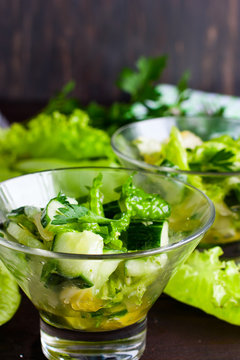 green salad with cucumbers