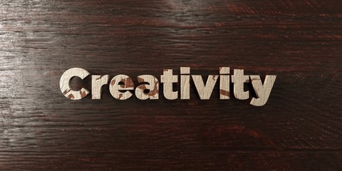 Creativity - grungy wooden headline on Maple  - 3D rendered royalty free stock image. This image can be used for an online website banner ad or a print postcard.