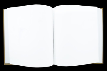 Blank opened copybook template with bookmark. Vintage blank open