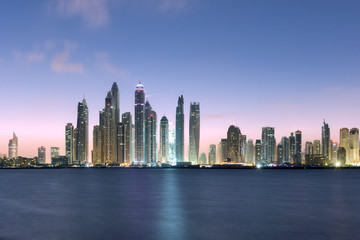 Fototapeta na wymiar Jumeirah Beach Residence View from Palm Jumeirah in Dubai