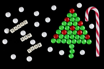 christmas tree shape candy background