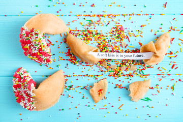 Fortune cookies  on wooden background