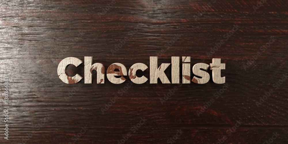 Fototapete checklist - grungy wooden headline on maple - 3d rendered royalty free stock image. this image can b