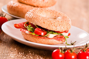 Sesame bagels. 