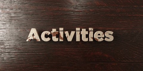 Activities - grungy wooden headline on Maple  - 3D rendered royalty free stock image. This image can be used for an online website banner ad or a print postcard.