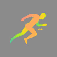 Fototapeta na wymiar 3d Running Man. Sport Symbol. Low-poly Man in Motion.
