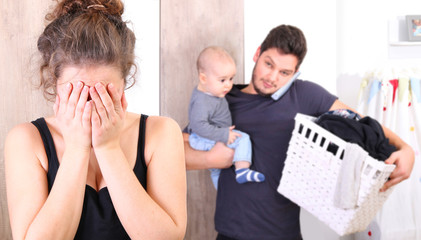 Husband overwhelmed by taking care of everything alone, because his wife is suffering from...