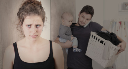 Husband overwhelmed by taking care of everything alone, because his wife is suffering from...