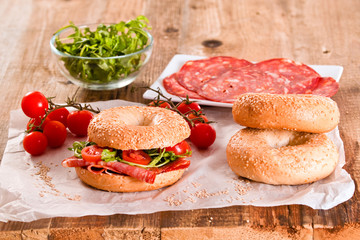 Sesame bagels. 