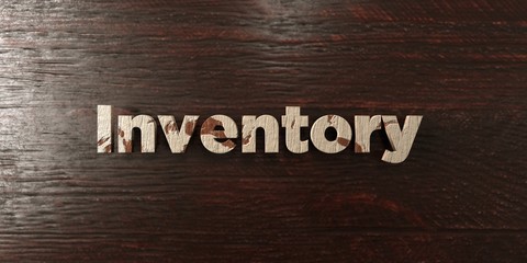 Inventory - grungy wooden headline on Maple  - 3D rendered royalty free stock image. This image can be used for an online website banner ad or a print postcard.