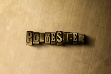 POLYESTER - close-up of grungy vintage typeset word on metal backdrop. Royalty free stock illustration.  Can be used for online banner ads and direct mail.