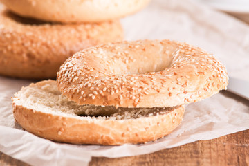Sesame bagels. 