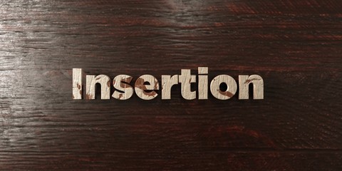 Insertion - grungy wooden headline on Maple  - 3D rendered royalty free stock image. This image can be used for an online website banner ad or a print postcard.