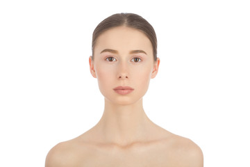 Woman with a natural beauty makeup look - isolated over a white background