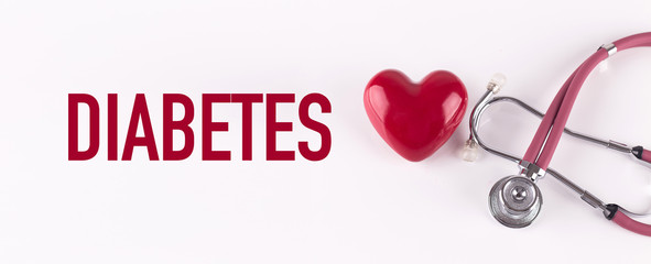 DIABETES concept with stethoscope and heart shape