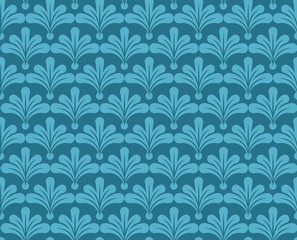 Blue retro wallpaper seamless background.