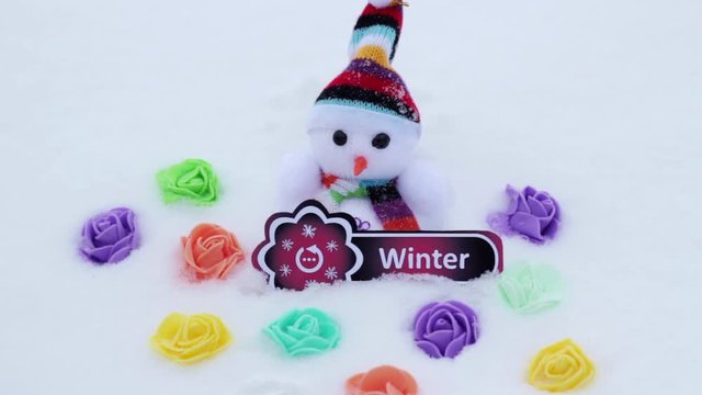 Snowman winter and flowers