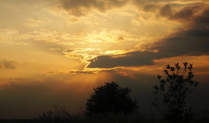 evening sky, the sun is obscured by clouds, sunset, nature picture