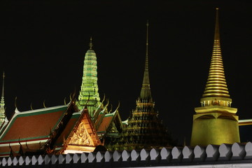 Wat pra kaew Public Temple Grand palace at night, Bangkok Thailand