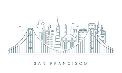 SAN FRANCISCO SKYLINE - obrazy, fototapety, plakaty