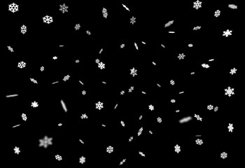 Falling silver 3D render snowflakes