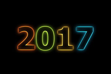 Happy New Year 2017 design with neon color.