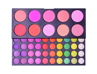Make-up colorful eyeshadows and blushes palettes