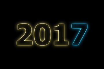Happy New Year 2017 design with neon color.