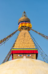 Boudhanath Stupa with prayer flags, Kathmandu, Nepal