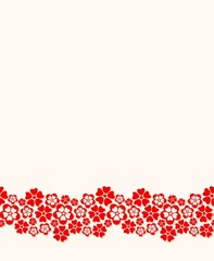 Seamless bottom border made of red paper cut flowers.
