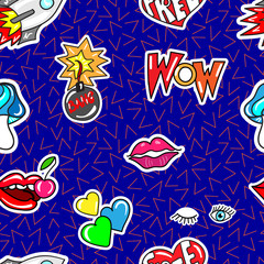 Seamless pattern with fashion patch badges