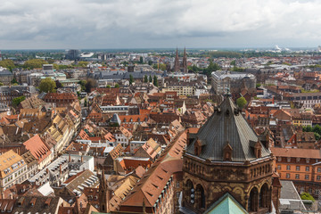 A view to the old town from the Cathedral of Strasbourg, France