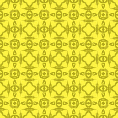 Yellow Ornamental Seamless Line Pattern. Endless Texture. Oriental Geometric Ornament