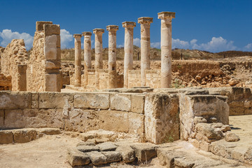 Fototapeta na wymiar Ruins of the ancient Greek and Roman city of Paphos, Cyprus