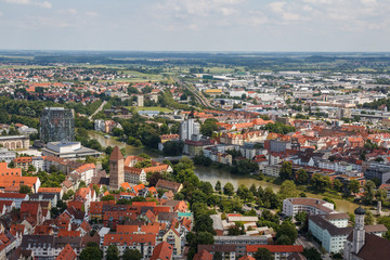 Fototapeta na wymiar Ulm as seen from the tower of Cathedral