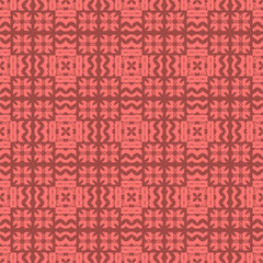 Red Ornamental Seamless Line Pattern. Endless Texture. Oriental Geometric Ornament